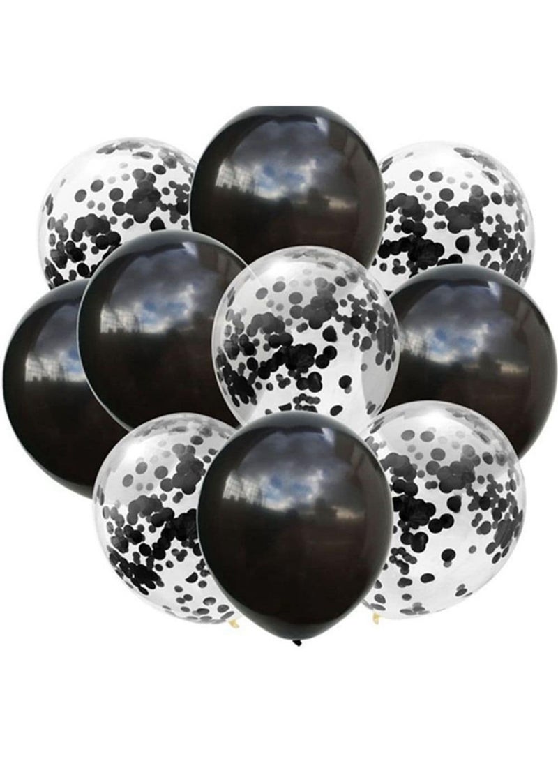 Decorative Party Balloons with Inner Pieces – Black – 10 Pieces – 12 Inch - Image 1